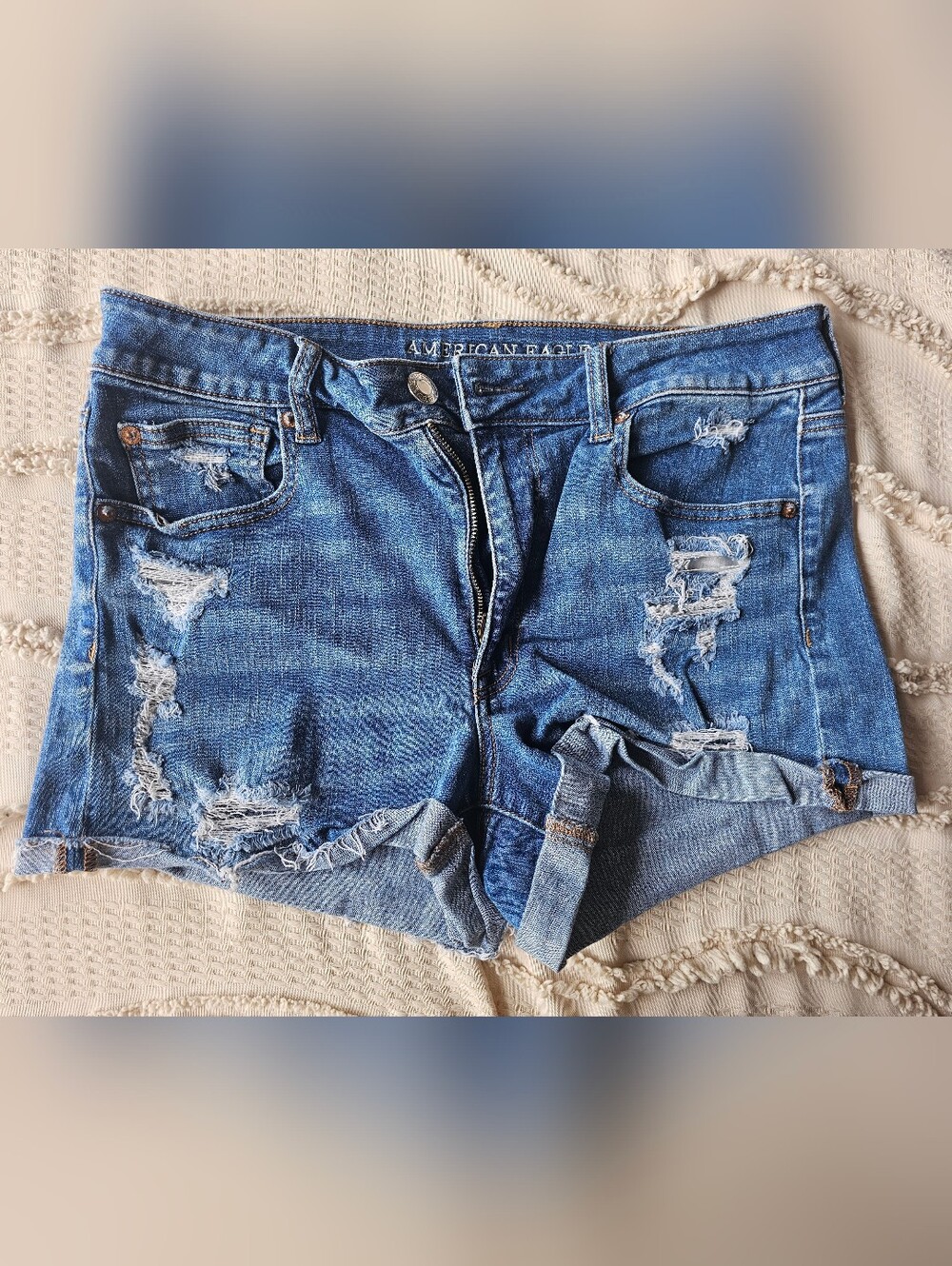 American Eagle Outfitters Women’s Distressed Blue Denim Shorts